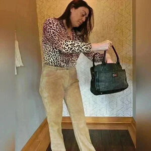 Tan Straight-Leg Suede Patch Pocket Trouser